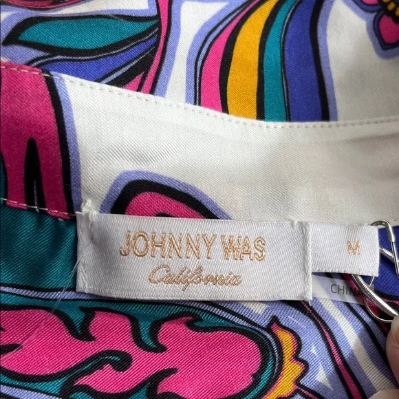 Johnny Was White Paisley Dress with Pink, Purple, Teal and Yellow - Picture 8 of 16
